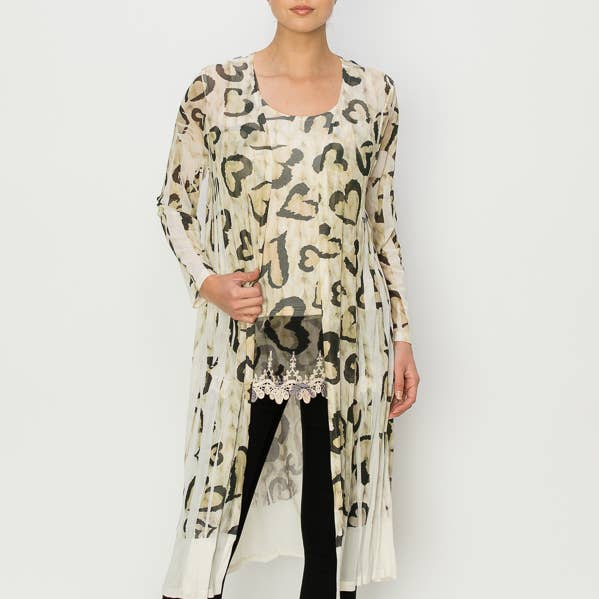 ALLE MESH LANGE DUSTER -4600BG-LEO HART voor wholesale door Origami Apparel ~ Lace and Crochet inspired