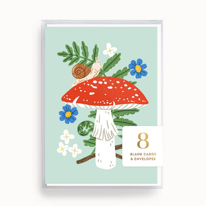 Woodland Mushroom | Mini Card | Boxed Set of 8 for wholesale by Linden Paper Co.
