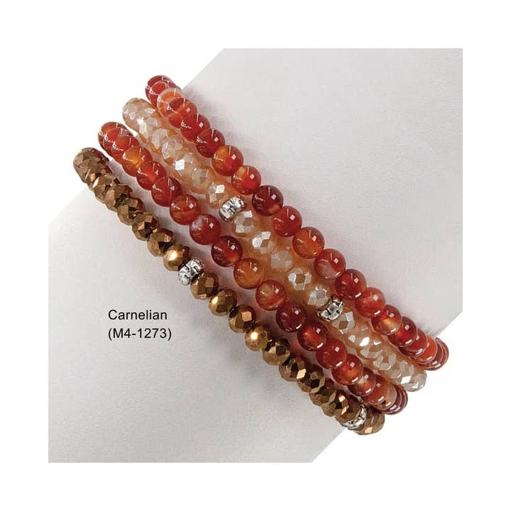 My Fun Colors - Wholesale Beaded Bracelet - Gemstone + Crystal Bead Stretch Bracelets, Set417