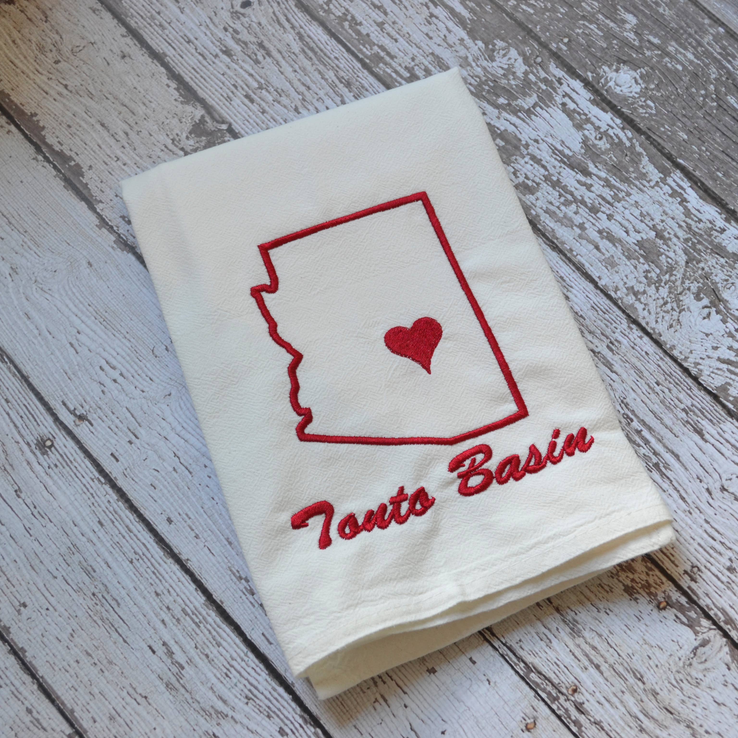 SewMuchMoreStore - Wholesale Tea Towel - State Tea Towel - Red - Embroidered Floursack Towel4