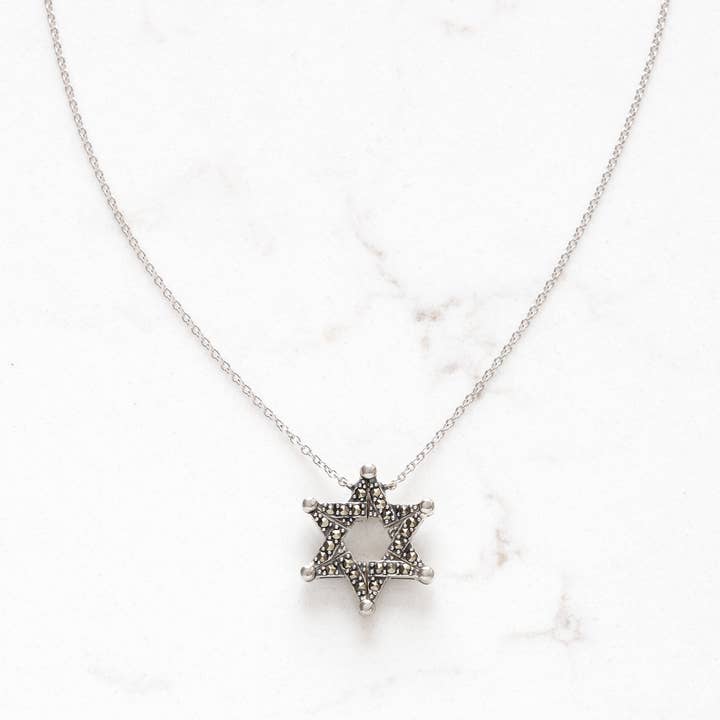 Stitch and Stone - Wholesale Pendant/Charm Necklace - Marcasite Butterfly Star of David Necklace