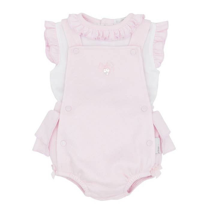 PALMA Girls Pink Bloomer Dungaree Set for wholesale by Blues Baby