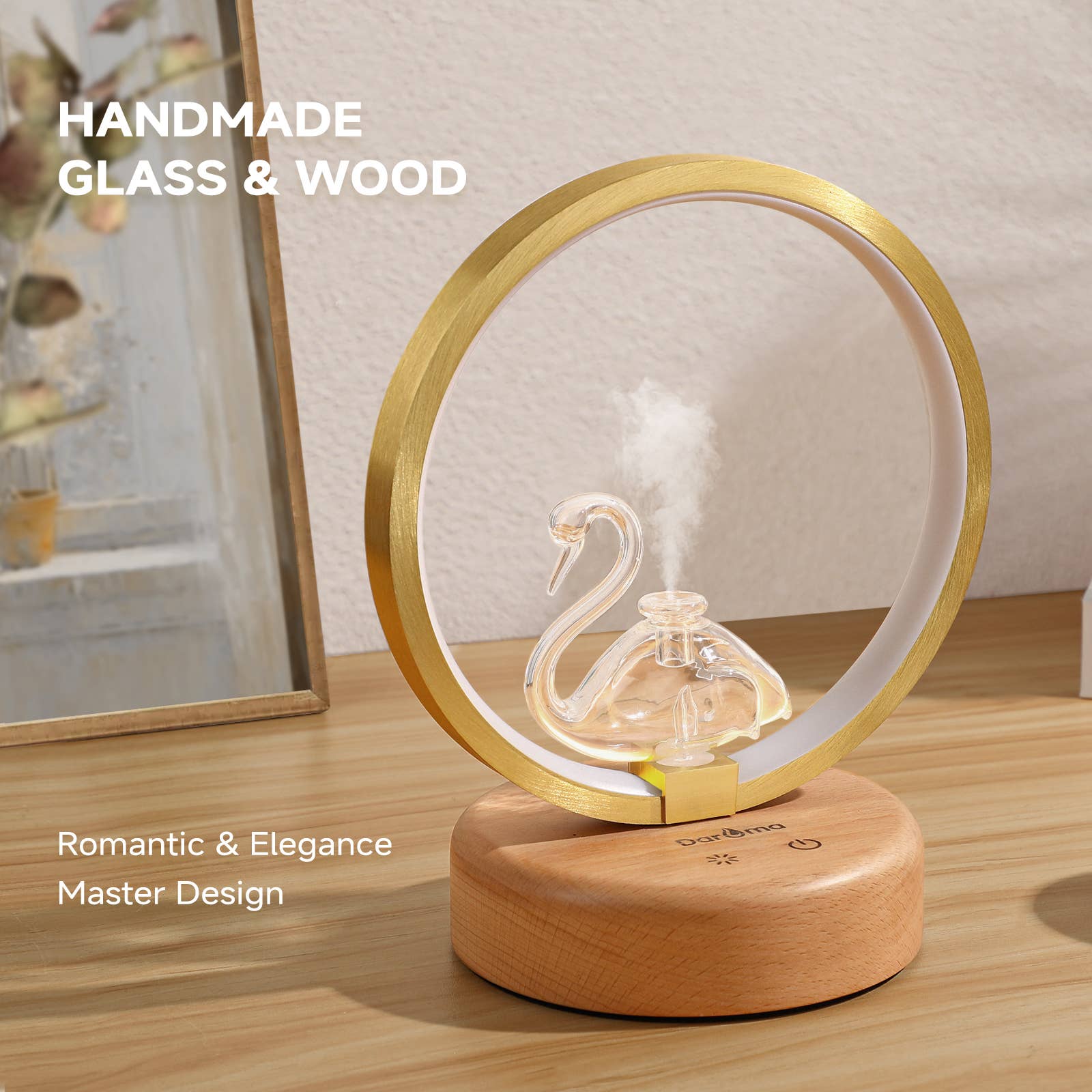 DAROMA - Wholesale Electronic Diffuser - Waterless Handmade Glass-Wood Essential Oil Diffuser3
