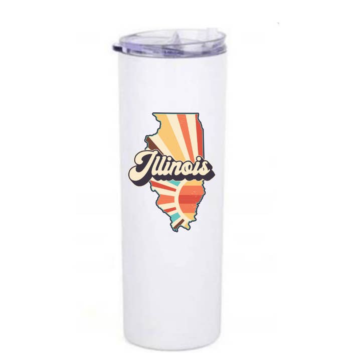 Retro Illinois 20oz Tumbler, State Pride, Tourist Cup for wholesale by Fbombs & Booze