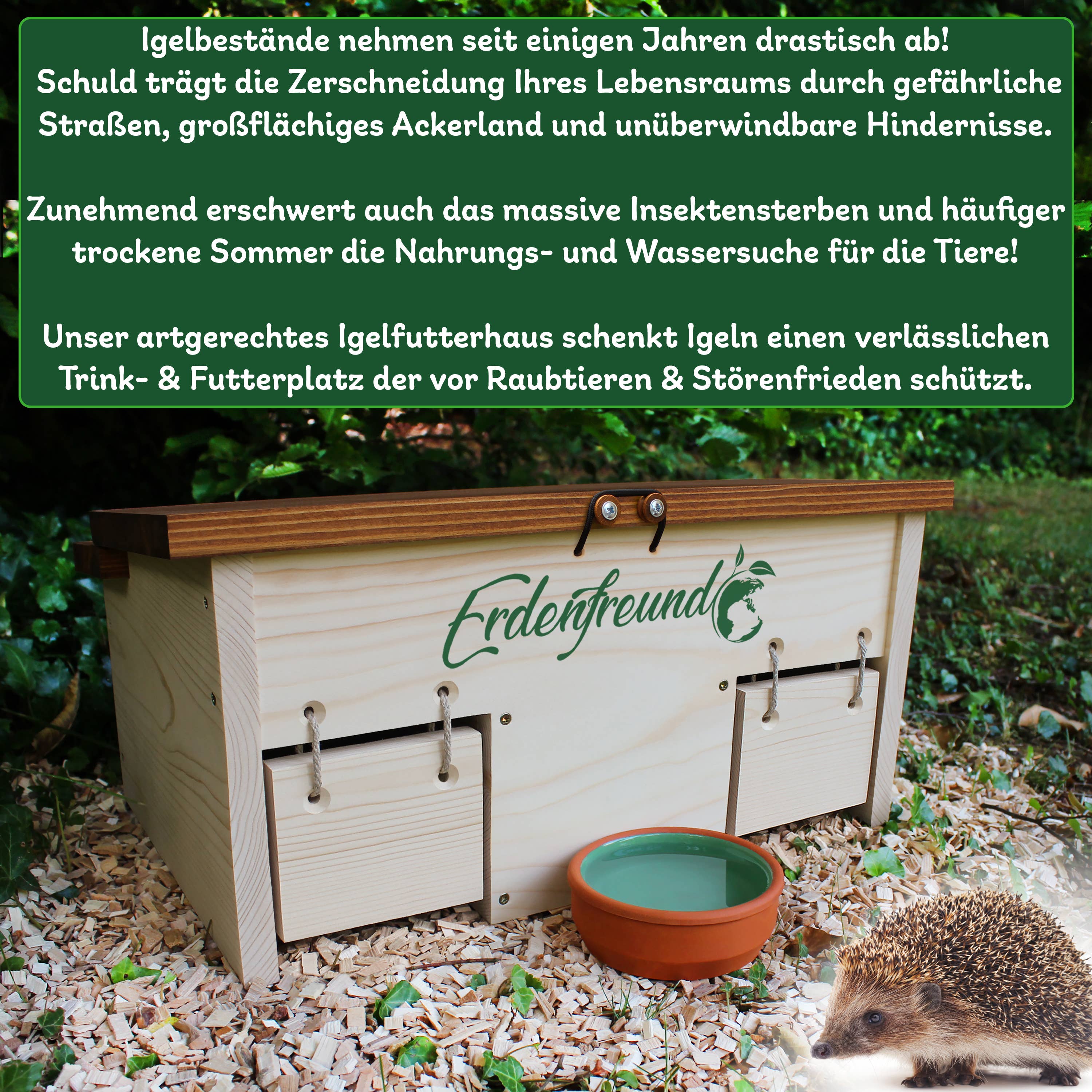 Erdenfreund - Wholesale Pet Bowl - Cat/Dog - ERDENFREUND® Hedgehog Feeding House with Rat Flaps5