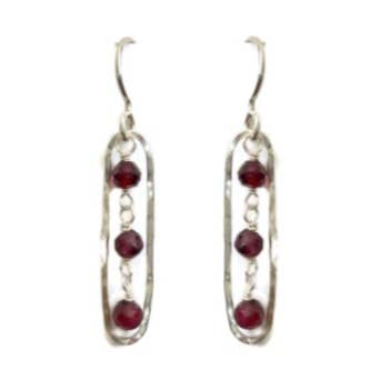 Elongated Earrings with Garnet, Small for wholesale by Rain City Forge