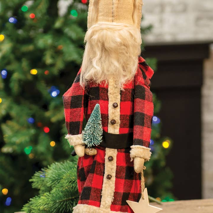 The Hearthside Collection - Wholesale Christmas Decoration - Buffalo Check Santa Christmas Decoration on Base