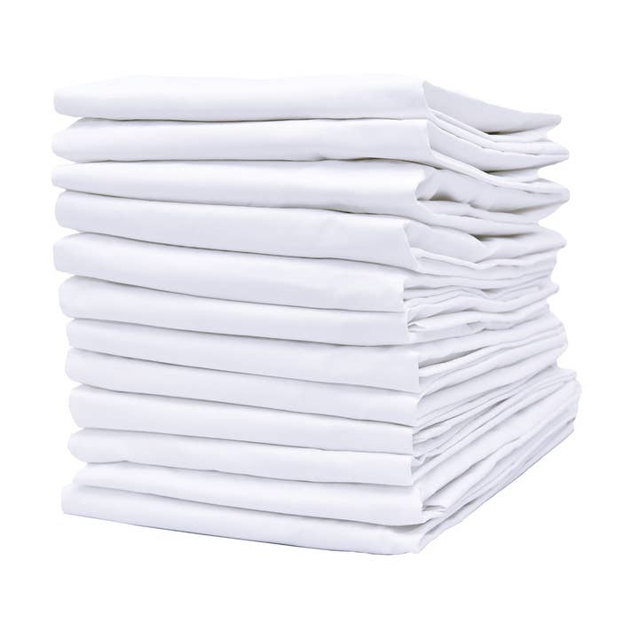 Lot de 12 taies d'oreiller en tissu percale pour linge d'hôtel 200 fils pour la vente par Pacific Linens