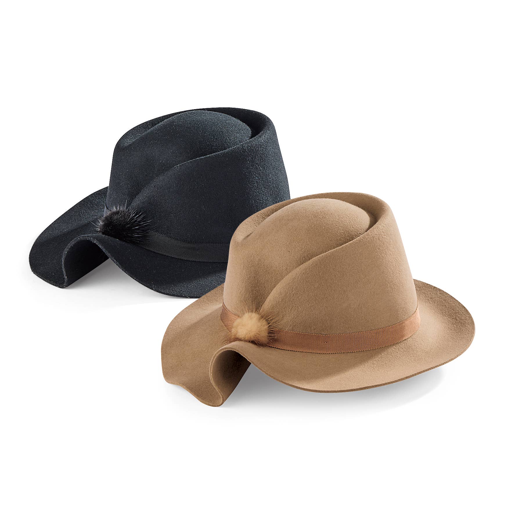 Pyramid Collection - Wholesale Cloche Hat - Women's - Asymmetric Pinched Brim Wool Cloche0