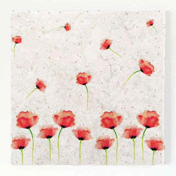 Marmor Trivet Stor - Røde Valmuer for engroshandel hos Country Creation