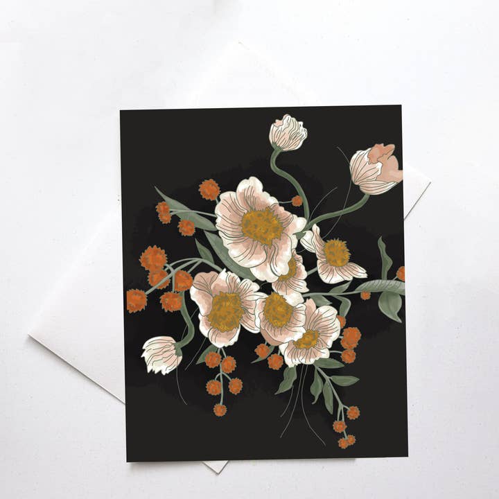 Becca Robinson Studio - Wholesale Everyday greeting card - Dark & Moody Floral Greeting Card