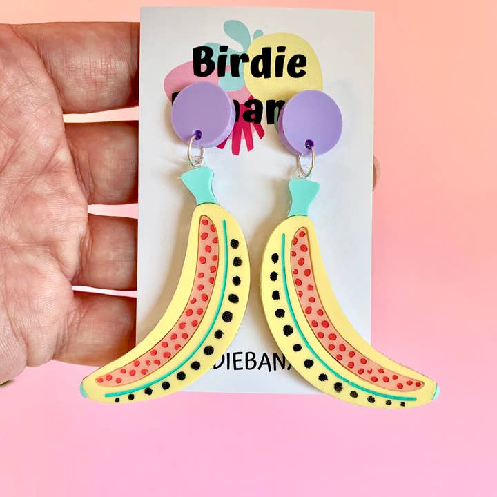 Birdie Bananas - Wholesale Dangle earrings - Pastel Banana Earrings1