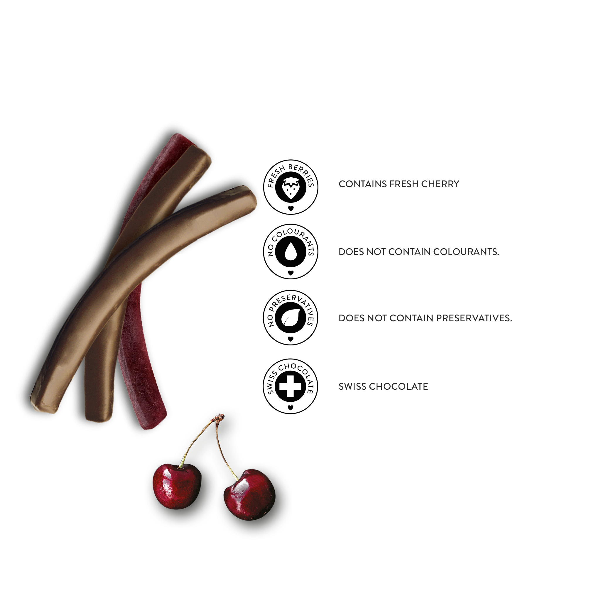 Patislove - Wholesale Chocolate Covered Sweets - Cherry Stick Dark Chocolate, 80G2