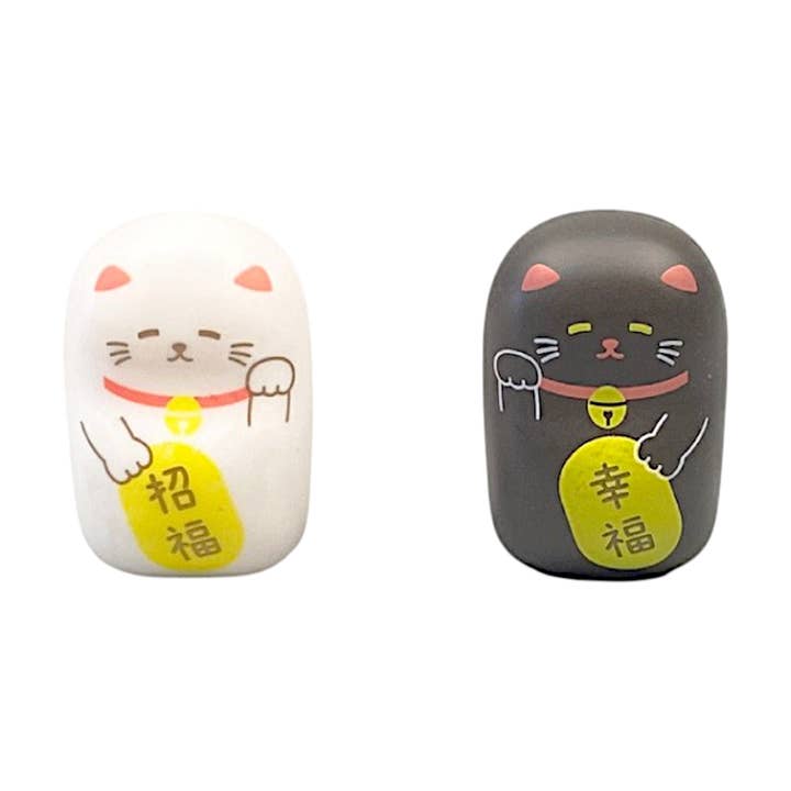 2pc Lucky Cat Roly Poly Chopsticks Rest JP (1/48) for wholesale by Urban Tokyo