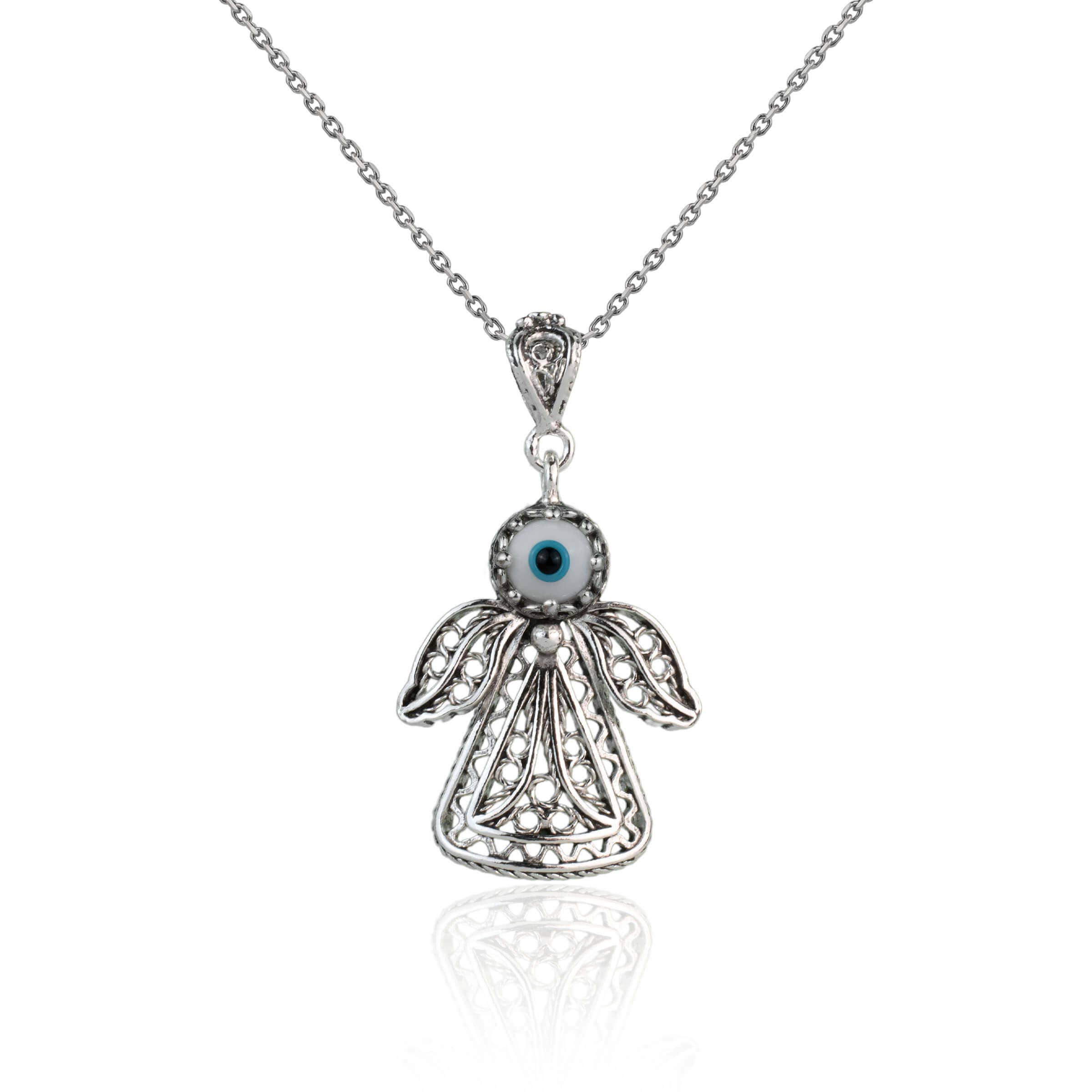 Filigranist Jewelry – Großhandel Kette mit Anhänger/Charm – Halskette mit filigranem Kunstmotiv aus Sterlingsilber mit Engelsfigur für Frauen1