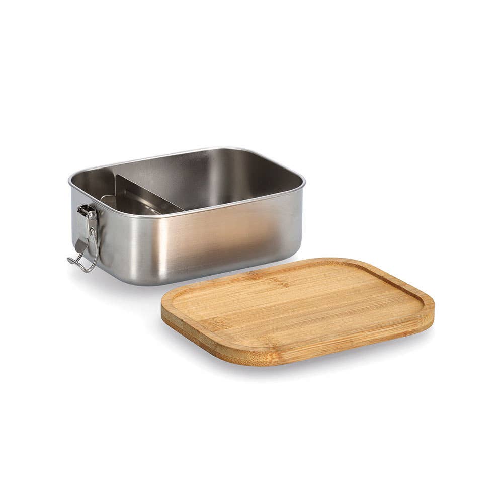 plata Fiambrera M. Cierre de clip, acero inoxidable/bambú de venta al por mayor en Faire3