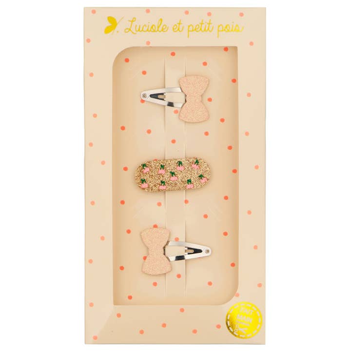 Luciole et Petit Pois - Wholesale Gift Box - Gift box - Pink & pink cherry mini bow hair clips