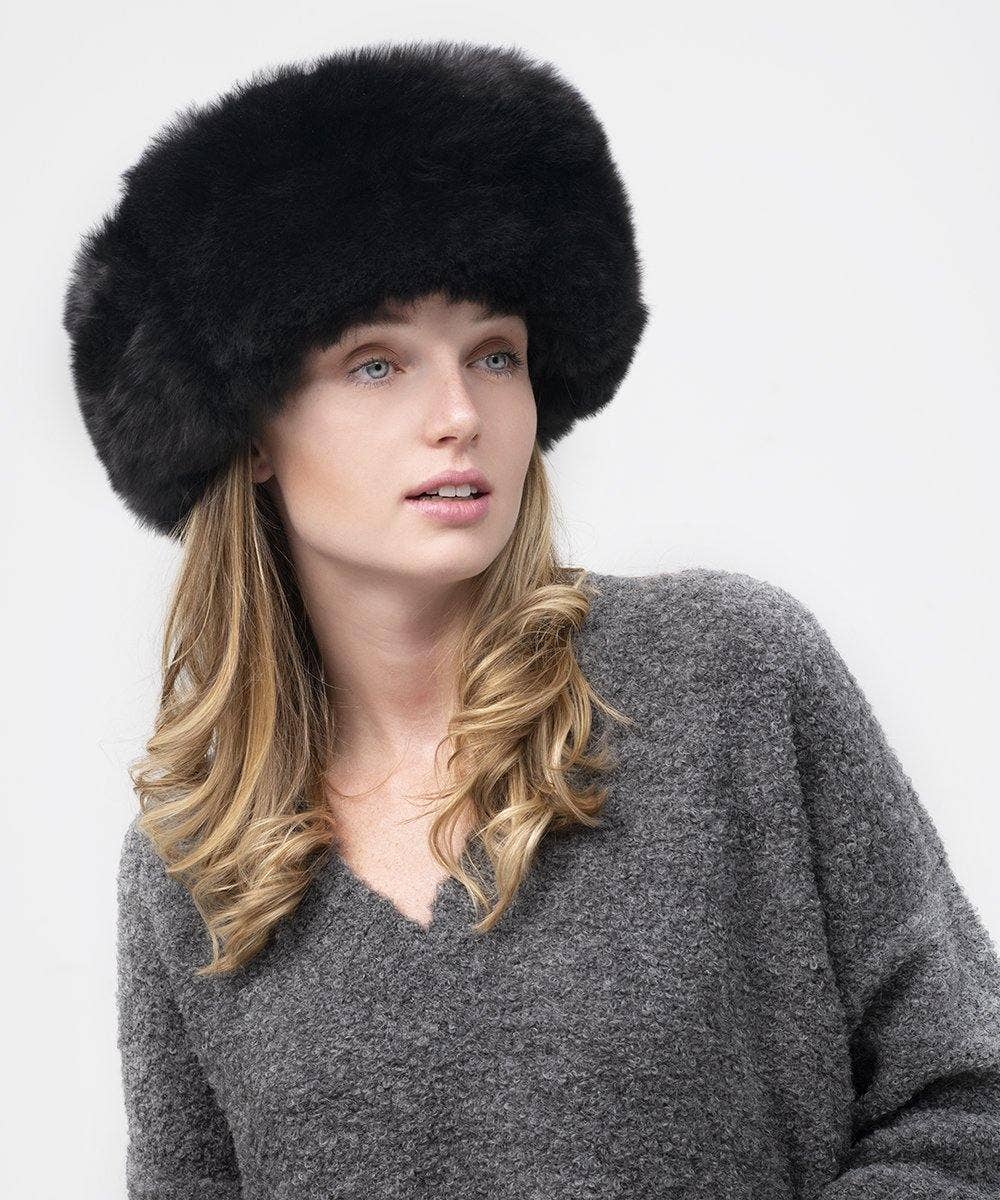 Be ALPACA - Vente Bonnet – femme - Chapeau russe luxueux en poils d’alpaga noir3