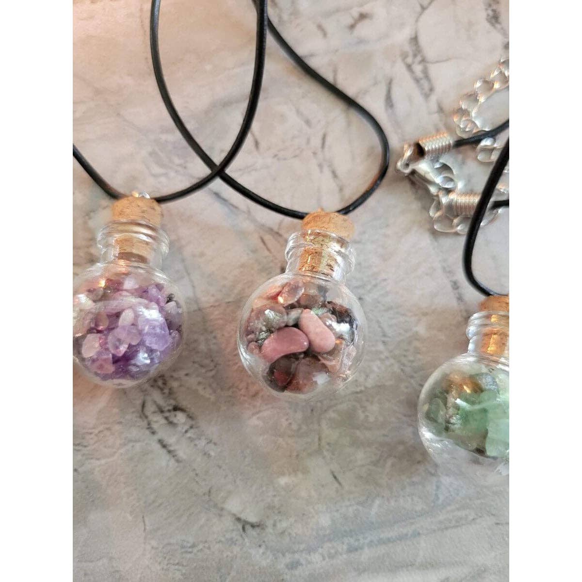 My Magic Place Shop - Wholesale Pendant/Charm Necklace - Glass Wishing Bottle Leather Cord Pendant Necklaces4