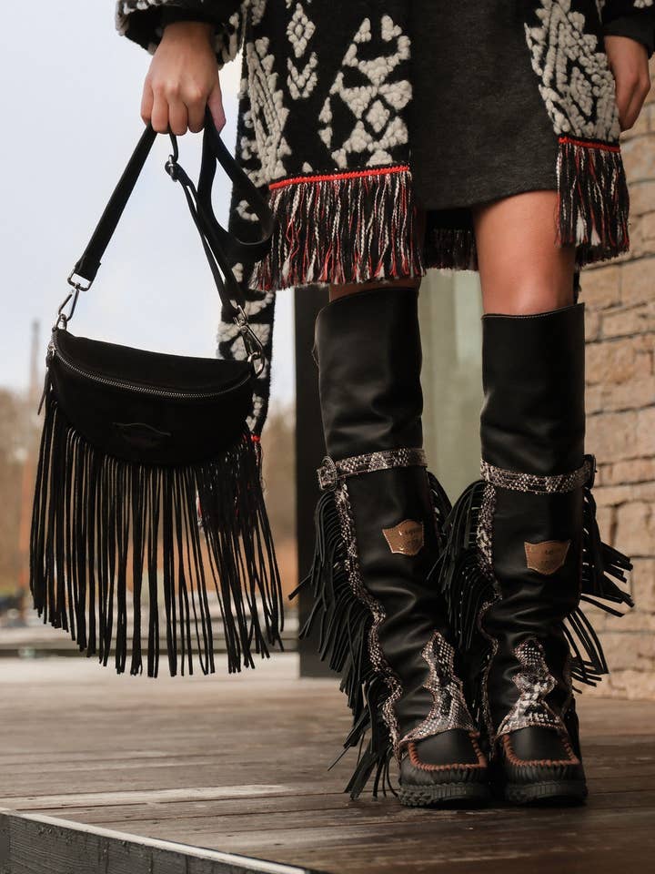 Botas Mocassim Wedge Coleen Calf Preto por atacado de El Vaquero Italy