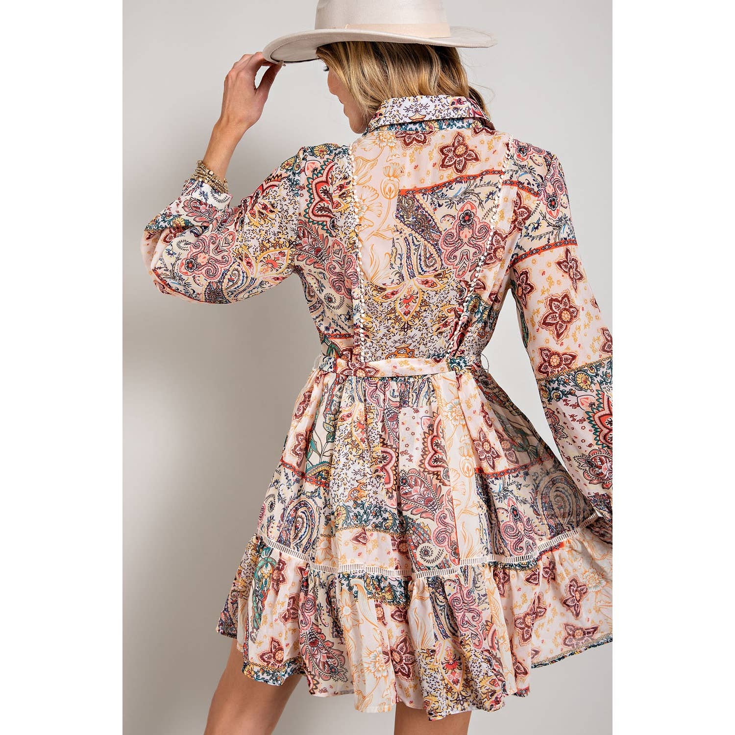 Sweet Generis – wholesale Dress – Women's – FLOWER PRINT LONG SLEEVE SHIRT DRESS8