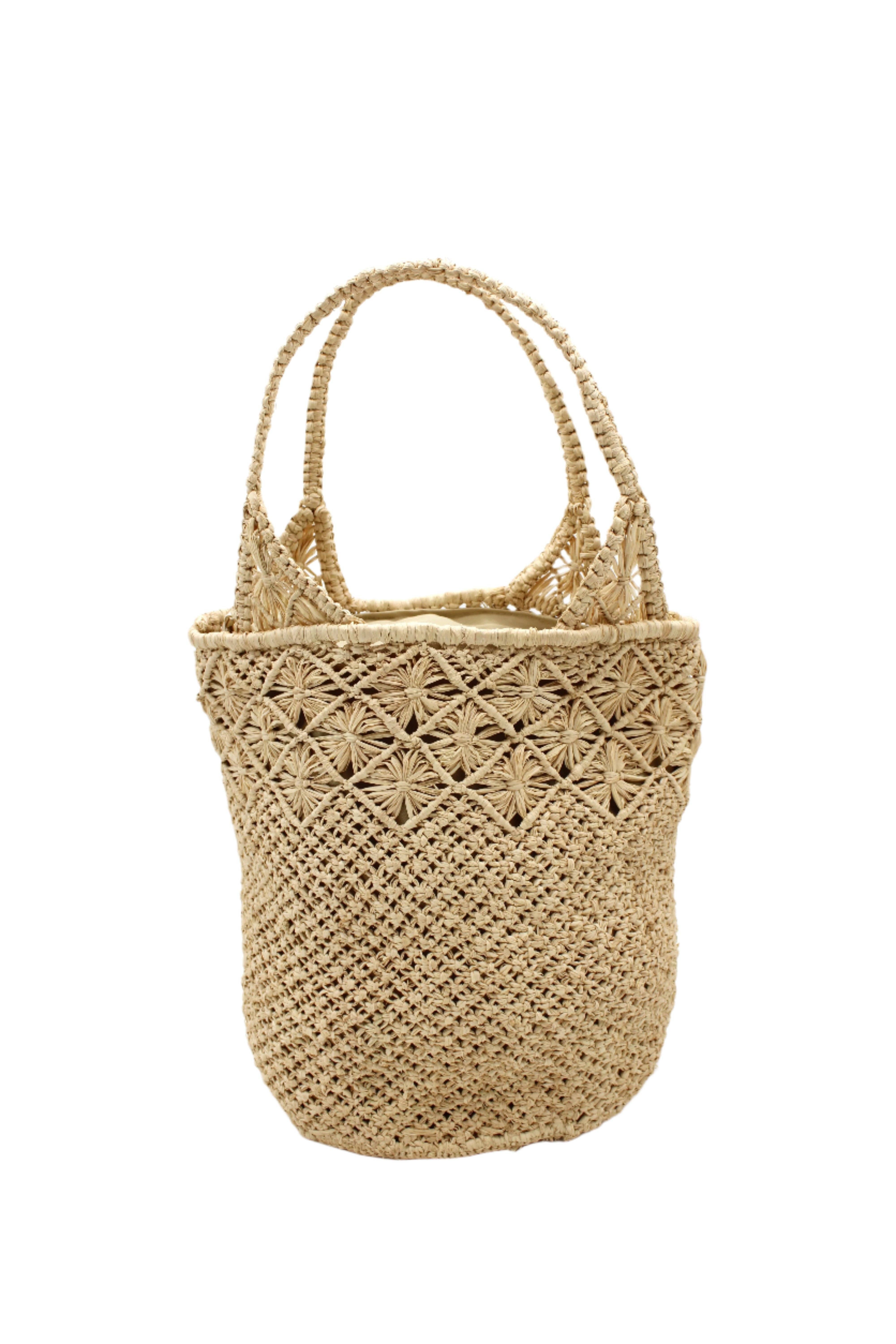 Shebobo - Vente Sac de plage - Sac à main en paille crocheté et macramé diamant Luca0