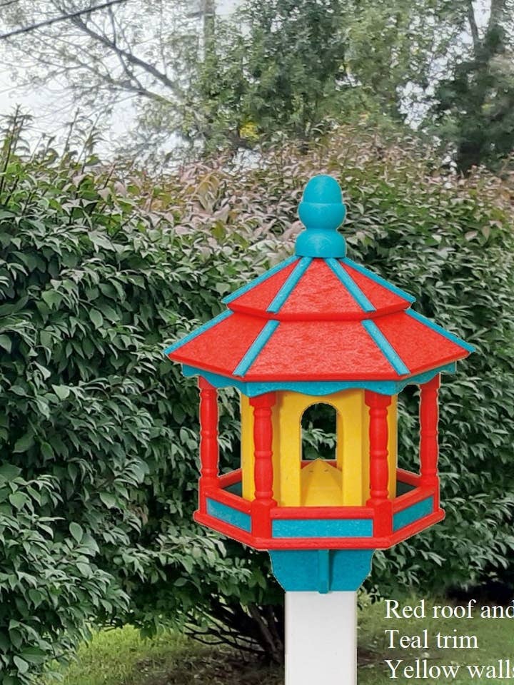 Gazebo Bird Feeder Poly in Multi Colors, X-Large Bird Feeder Amish handmade for wholesale by Better Crafter