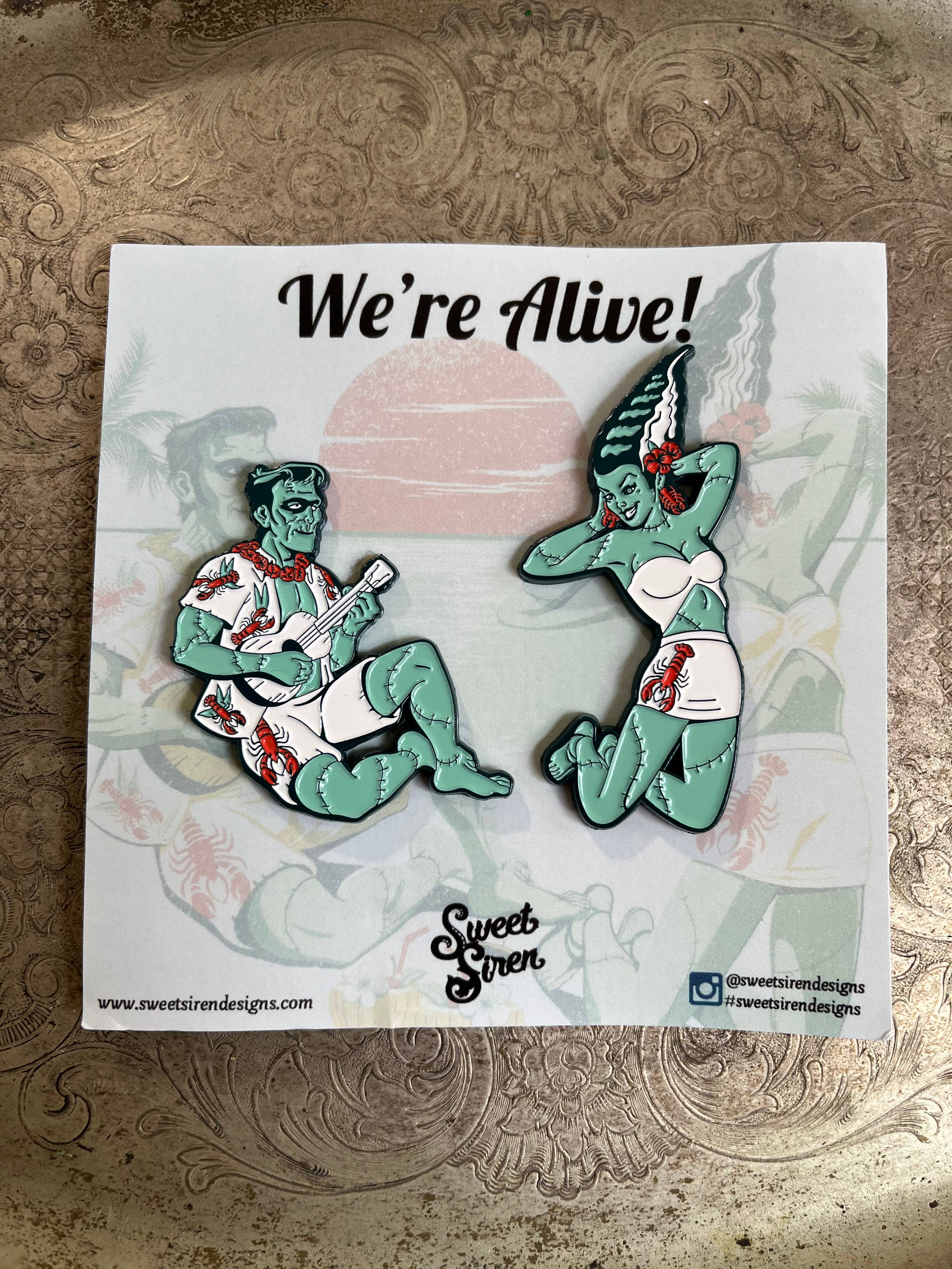 Sweet Siren Designs - Wholesale Lapel Pin/Button - We're Alive! Horror Monsters Enamel Pin Set