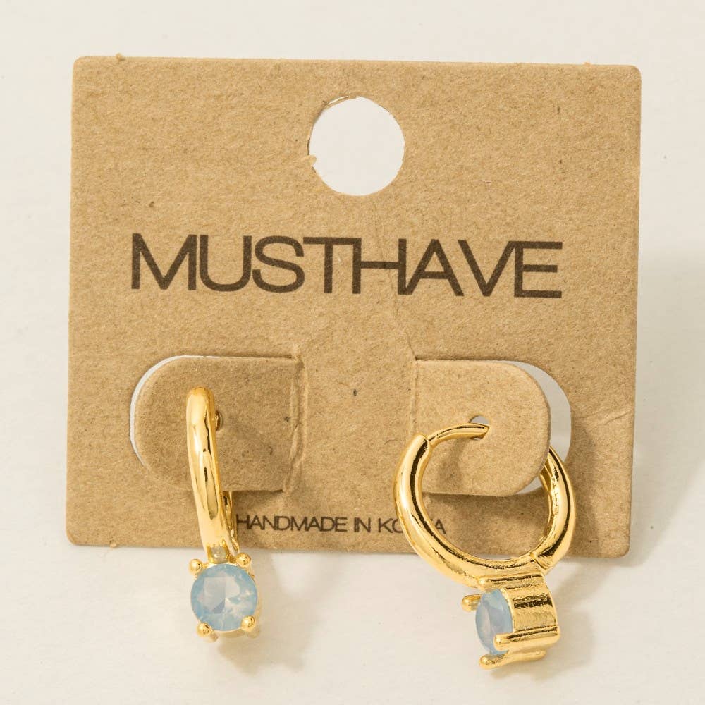 Fame Accessories - Wholesale Hoop Earrings - Gold Dipped Round Cz Gem Hoop Earrings1