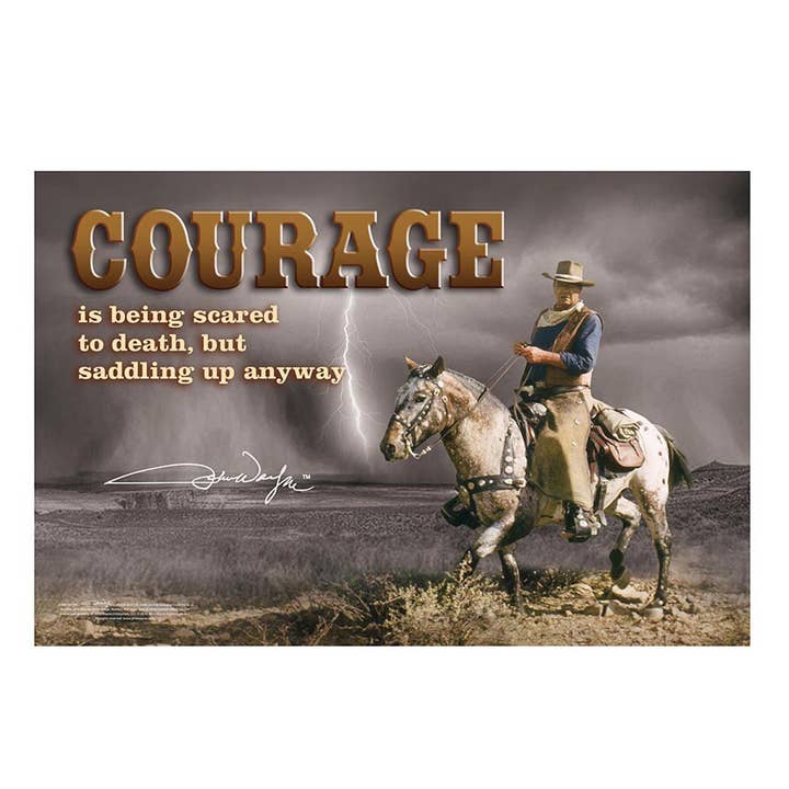 John Wayne Metal Sign - Courage for wholesale by MID-SOUTH PRODUCTS