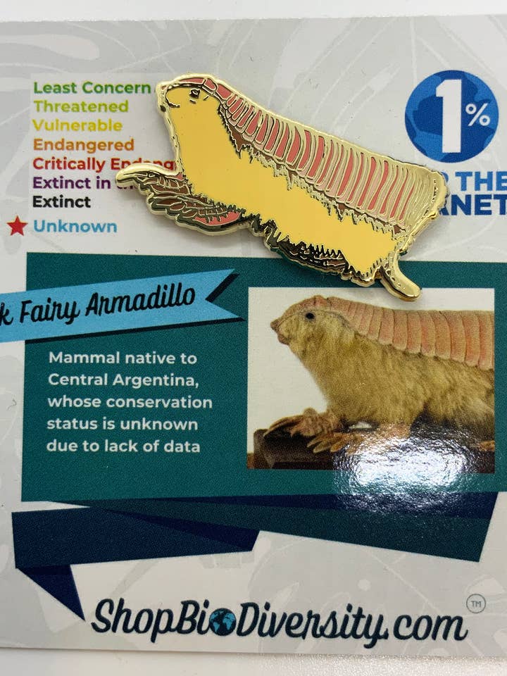 Rosa Feen-Gürteltier Emaille-Pin - Geschenk für Tierliebhaber für den Großhandel von Shop BioDiversity