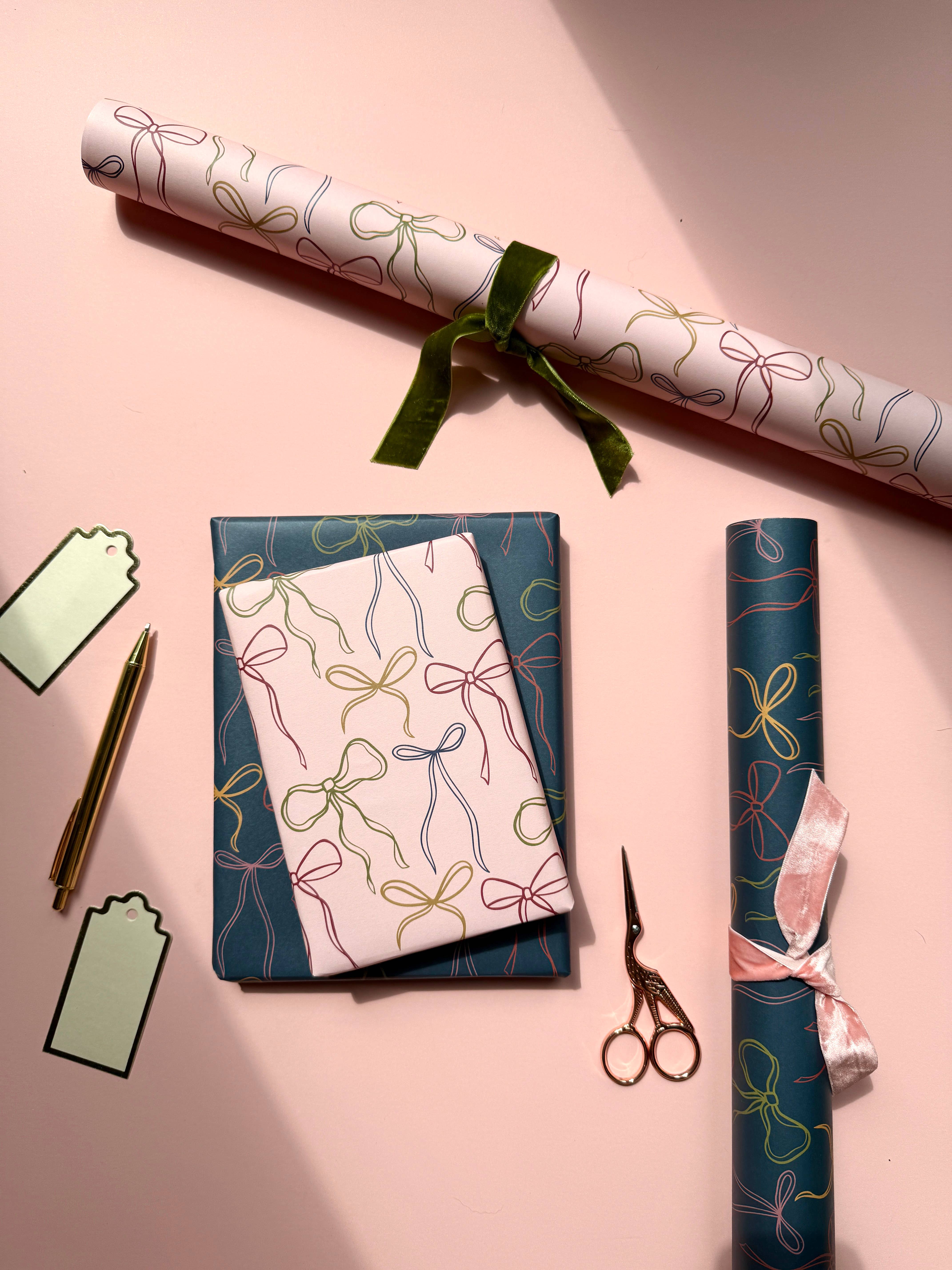 Heather Alstead Design Ltd – wholesale Flat wrap – Luxury Bow Pattern Wrapping Paper 4