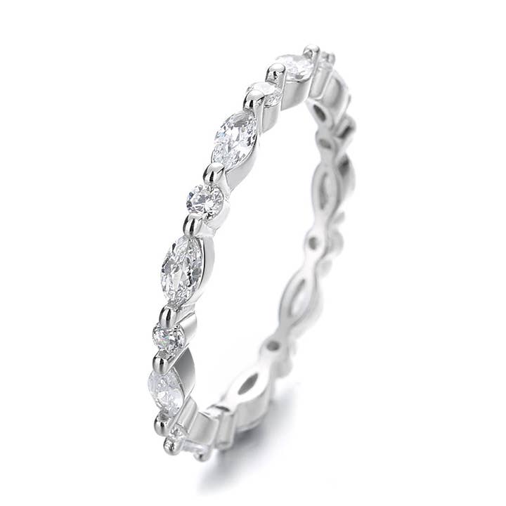 Sterling Silver Stackable Miliigrain rings with Swarovski for wholesale by Amy and Annette
