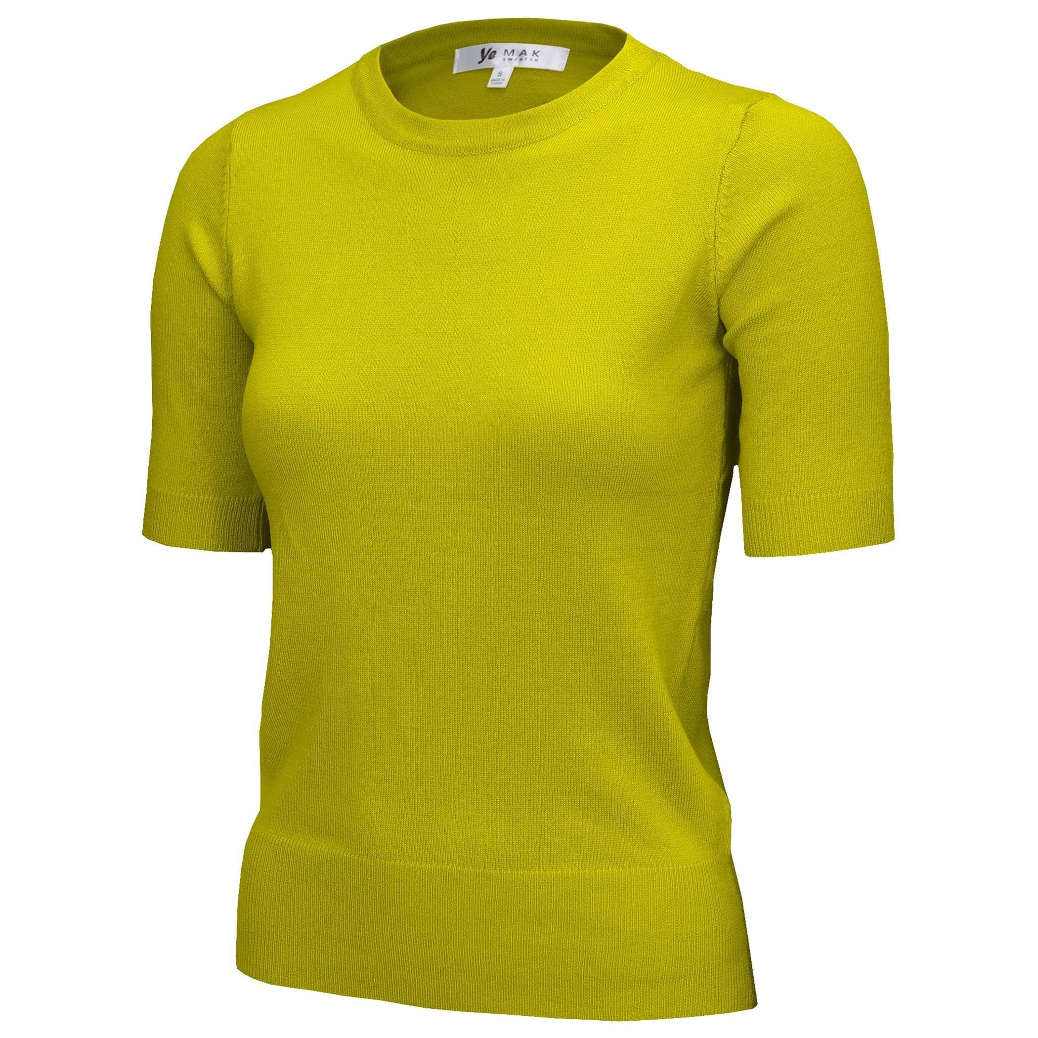 Mak – Engroshandel Strikket top - Dame – Halv-ærmet Crewneck Letvægts blød pullover Tee MK3664Y38