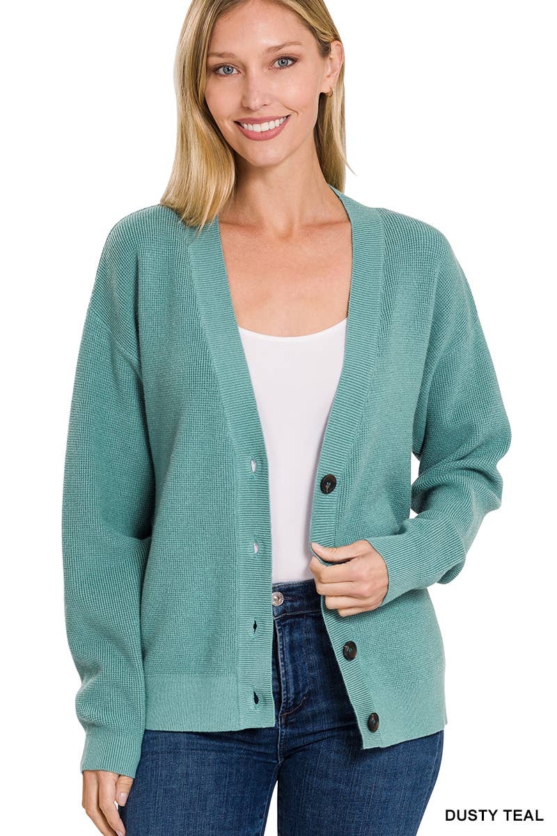 42POPS - Wholesale Cardigan - Women's - .Drop Shoulder Button Front Sweater Cardigan5