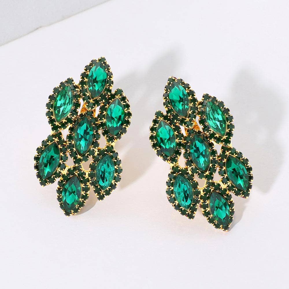 Sensibling Corp. - Wholesale Clip-On Earrings - Marquise Stone Embellished Clip On Earrings14