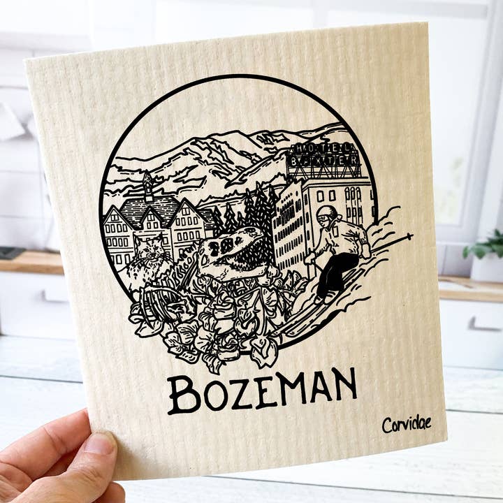 Corvidae drawings & designs – Engroshandel Køkkenhåndklæde – Bozeman Montana Svensk Karklud1