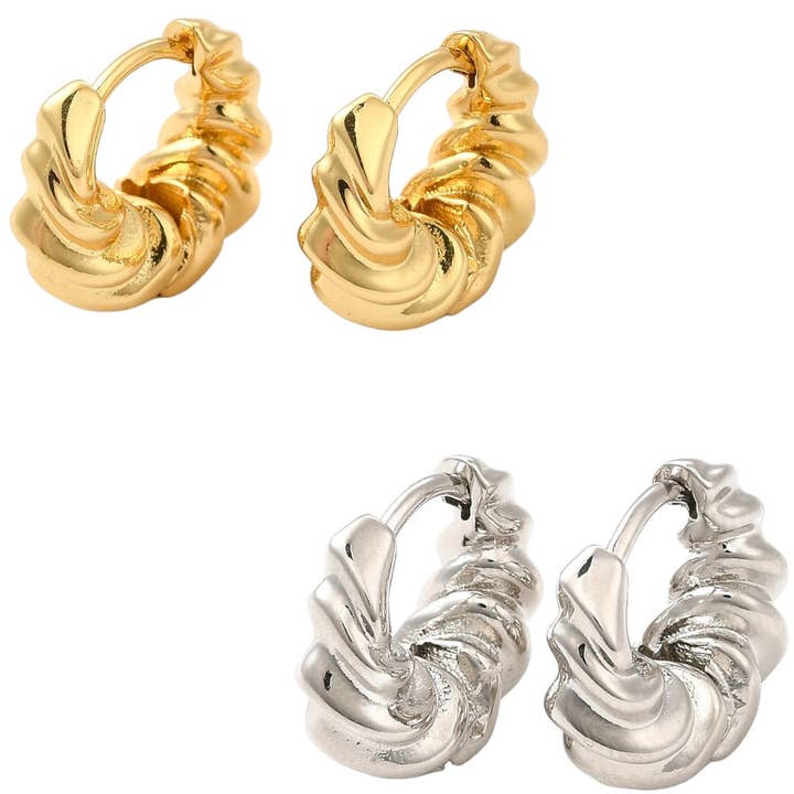 Mini Croissant Huggie Hoops for wholesale by Annie Austen | Jewelry • Accessories