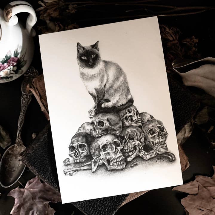 Skull Cat Print for wholesale by House of Hex