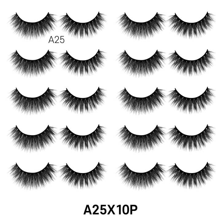 Laflare - Wholesale False/Fake Eyelashes - 3D FAUX MINK 10 PAIRS JUMBO PACK6