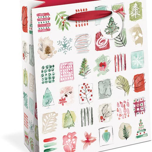Large Vertical Premium Gift Bags Winter Watercolor for wholesale by Punch Studio