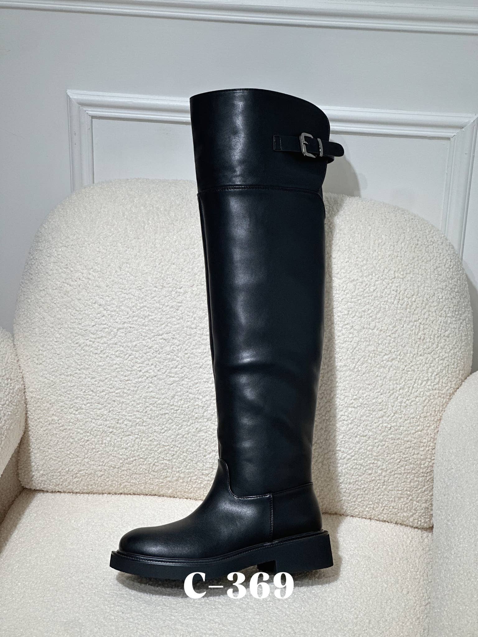 Black Chic riding boot in faux leather C-369 for wholesale on Faire0