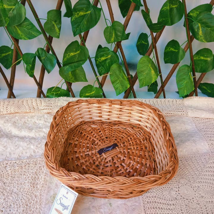 Saanjh Maga Cane Wicker Square Tray Basket - Large for wholesale by Saanjh