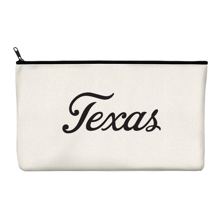 Texas Script Zipper Pouch for wholesale by Made in Texas Co.