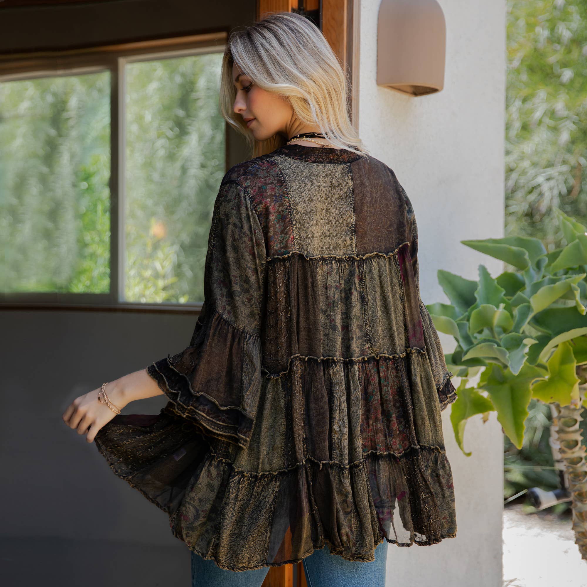 Young Threads - Venta al por mayor Blusa - Mujer - Top Jhabla con Cuello de Banda Teñido Chic (Nuevo Color)33