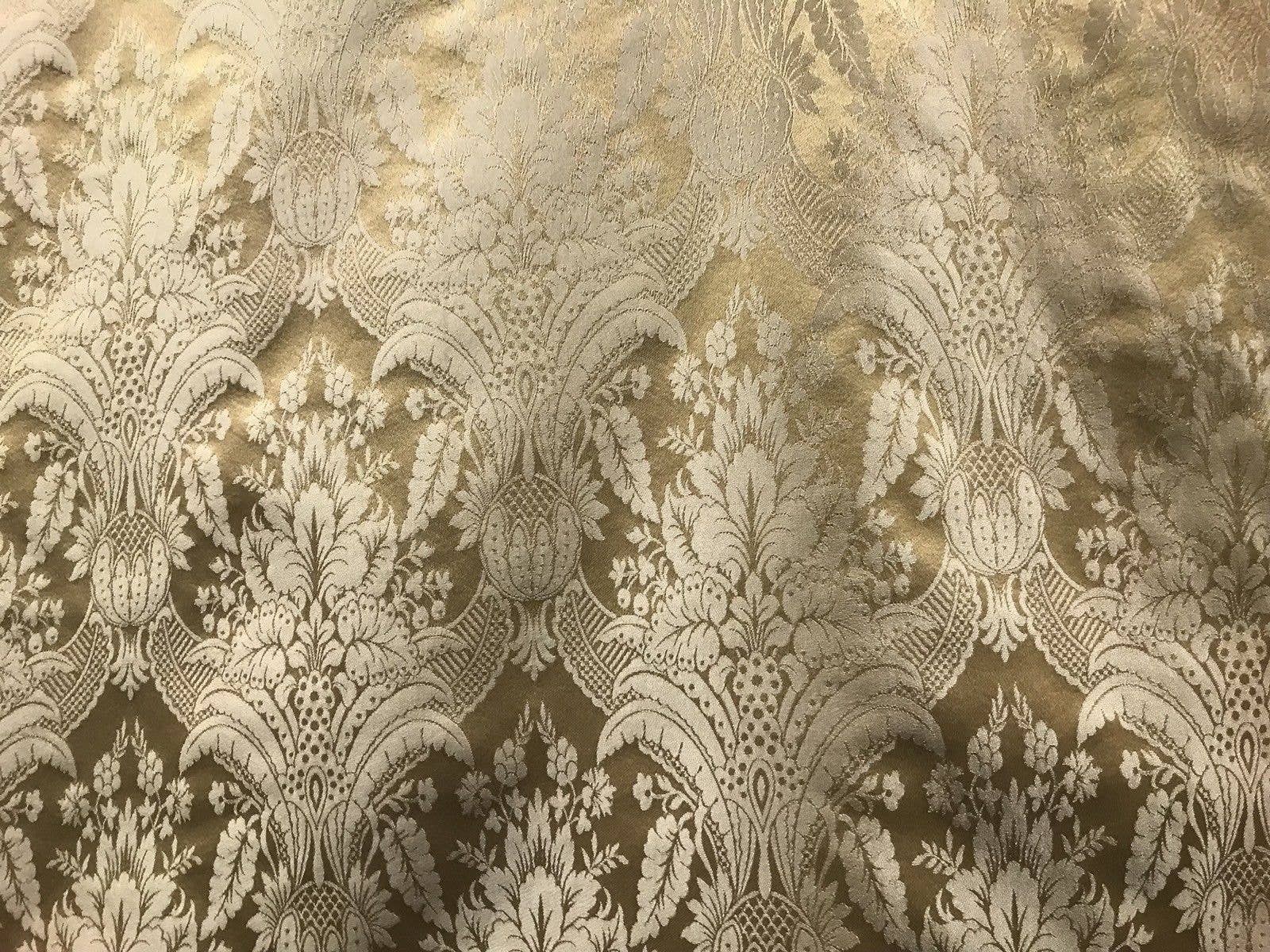 Fancy Styles Fabric - Wholesale Fabric - Prince Caspian Designer Damask Satin Fabric- Antique Gold Be3