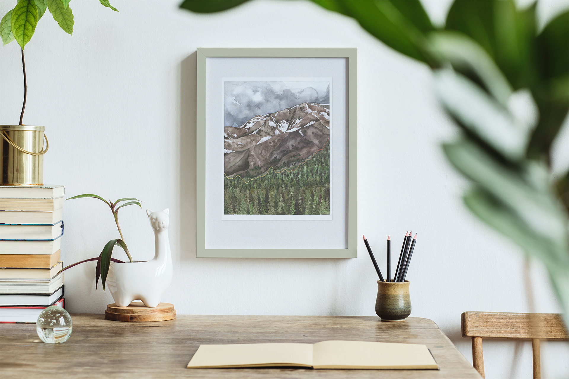 Jill Pelto Art - Wholesale Art Print - Mountains and Spruce Trees Art Print1