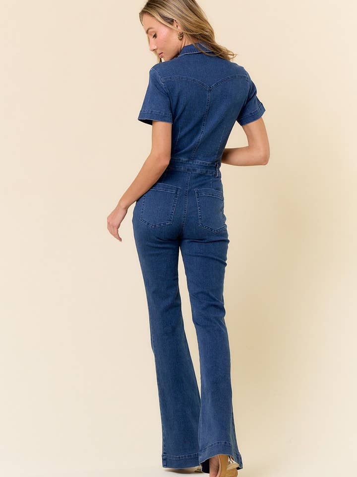 Saints & Hearts – Großhandel Jumpsuit – Damen – SIR4272A JEANSOVERALL MIT KURZEN ÄRMELN UND AUSGESTELLTEN BEINAUSSCHNITTEN - WESTERN6