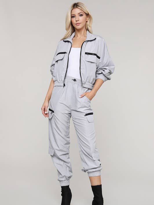 Ensemble 264 - Veste coupe-vent zippée avec pantalon de jogging actif pour la vente par LABIJOU