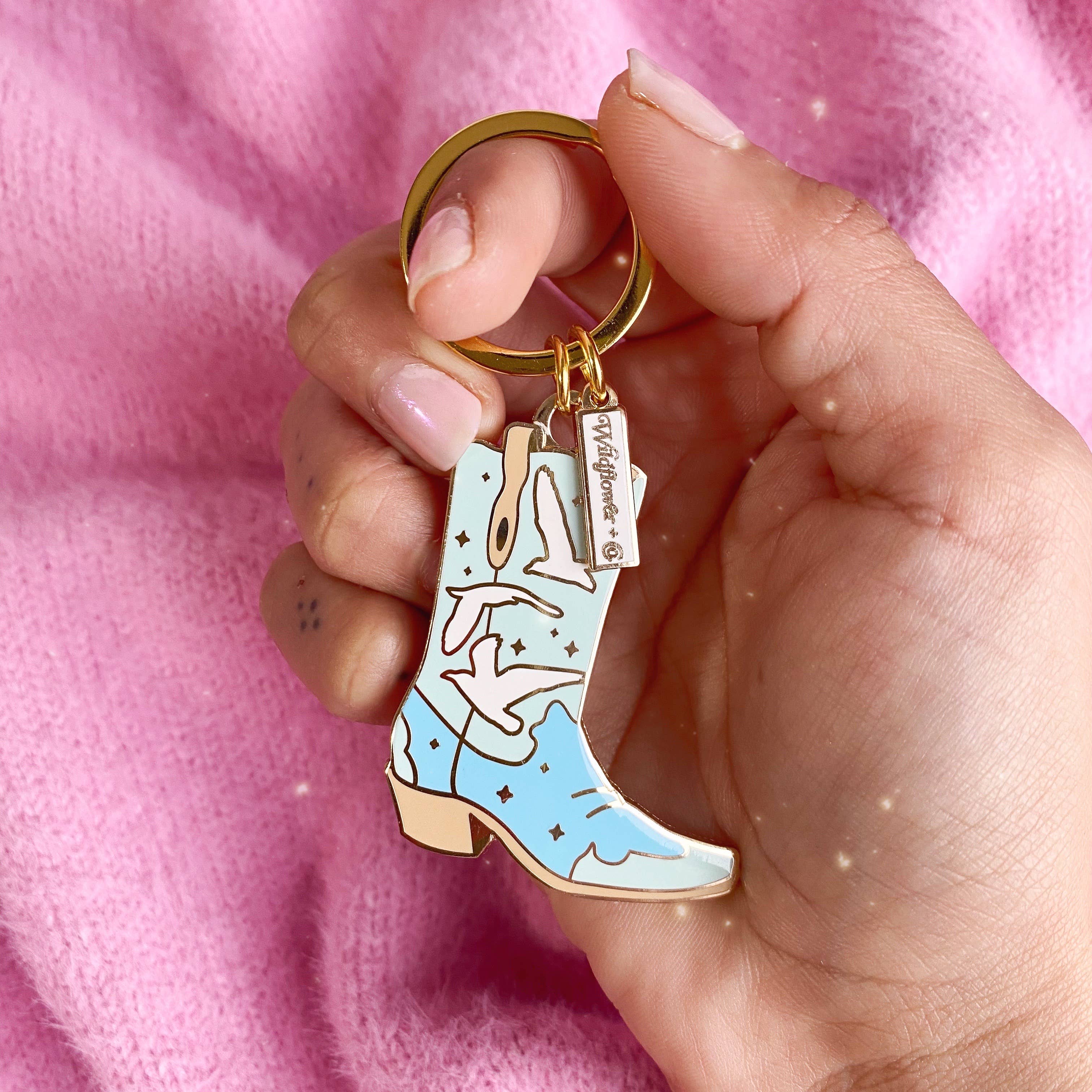 Wildflower + Co. - Wholesale Keychain - Women's - Coastal Cowgirl Boot Enamel Keychain0
